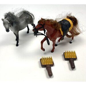 VTG 90s Lot 2 GRAND CHAMPION EMPIRE 3-4" Miniature Plastic Toy Horses w/ Brushes